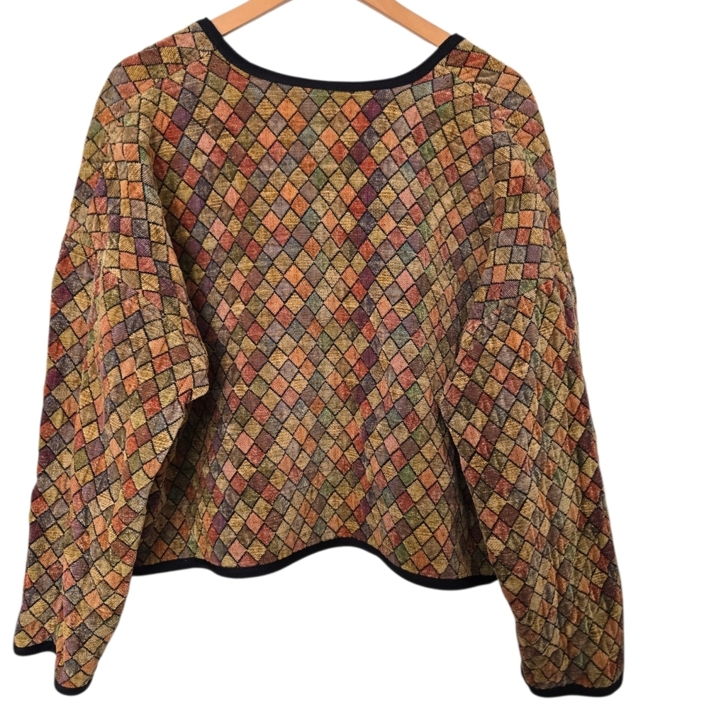 Beluga Reversible Patchwork Multicolor Diamond Patterned Jacket Size XL/2X - Picture 4 of 6